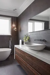 Bathroom gray with wood design