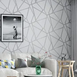 Wallpaper geometry in the living room photo