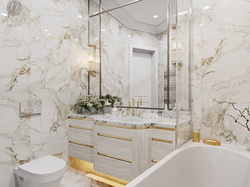 Дизайн ванной комнаты белая с золотом