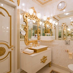 Bathroom design white and gold