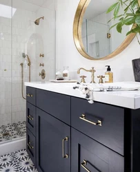 Bathroom design white and gold