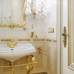 Bathroom design white and gold