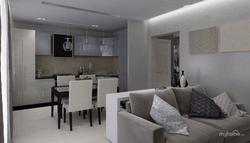 Кухня гостиная дизайн интерьер в серых тонах