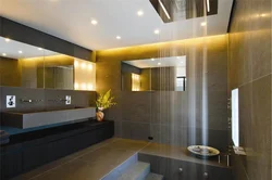Photo of suspended ceilings in the bathroom with lighting