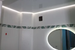 Photo of suspended ceilings in the bathroom with lighting