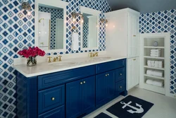 Blue tiles for the bathroom in the interior