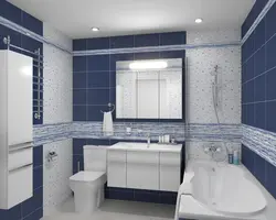 Blue tiles for bathroom design photo