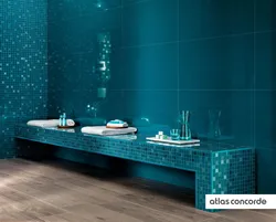 Ванна бөлмесінің дизайнына арналған көк плиткалар фотосуреті