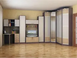 Walls with a corner wardrobe for the living room in a modern style photo