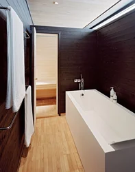 Bathroom design with wood panels