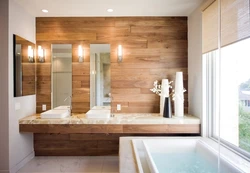Bathroom design with wood panels