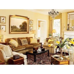 Interiors of yellow-brown living rooms photos