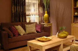 Interiors of yellow-brown living rooms photos