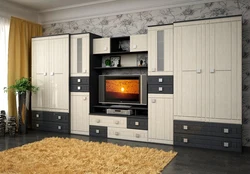Living room furniture in modern style with wardrobe photo