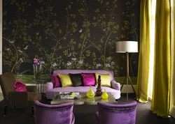 Wallpaper With Flowers In The Living Room Interior