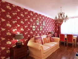 Wallpaper With Flowers In The Living Room Interior