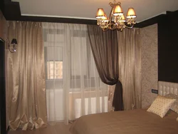 Фото оформления окон шторами в спальне