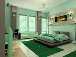 Фота Дызайн Спальні З Зялёнымі Шпалерамі