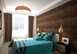 Combination of colors in the interior with brown in the bedroom