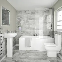 Ванна бөлмесінің фото дизайнындағы ақ сұр плиткалар