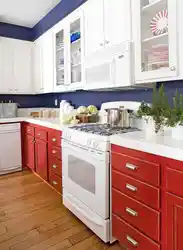 Kitchen Interior Blue Red