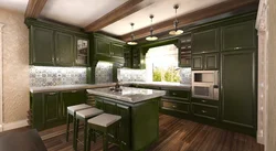 Photo kitchen in brown-green tones photo