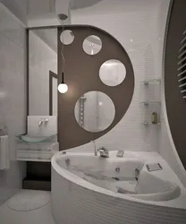 Interior with corner bath and washing machine