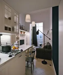 Interior of narrow kitchen living room