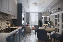 Interior Of Narrow Kitchen Living Room