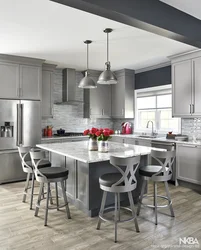 Kitchen interior in a gray house