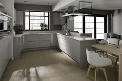 Kitchen Interior In A Gray House