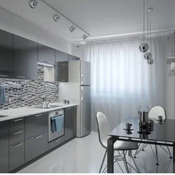 Kitchen Interior In A Gray House
