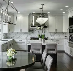 Kitchen interior in a gray house