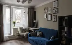 Bedroom interior with two windows Khrushchev photo