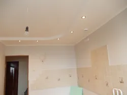 Plasterboard ceiling with lighting for kitchen design