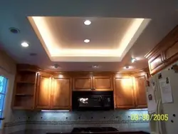 Потолок из гипсокартона с подсветкой для кухни дизайн
