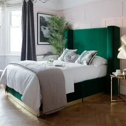 Спальни с зеленой кроватью дизайн
