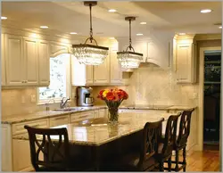 Kitchen lamps above the table design photo