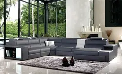 Corner sofa in the living room in a modern style large photo