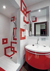Photo of the design of a bathroom combined room in a panel house