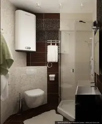 Photo of the design of a bathroom combined room in a panel house