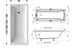 Размеры ванной акриловой фото