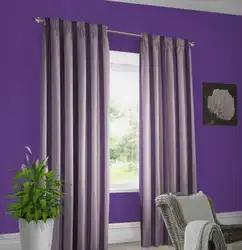 Curtains for lilac wallpaper in the bedroom photo