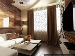 Living Room Interior In Brown Tones In A Modern Style
