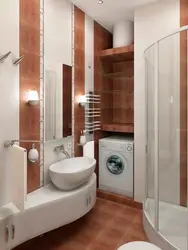 Small bathroom design with shower and washing machine sink