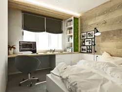 Bedroom interior with work area by the window