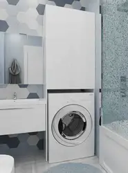 Bathroom cabinet above the washing machine photo