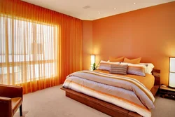 Living room orange wallpaper photo