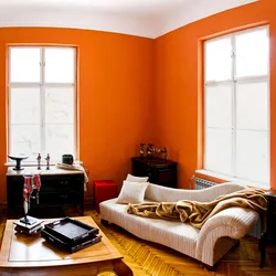 Living Room Orange Wallpaper Photo