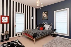 Striped bedroom interior